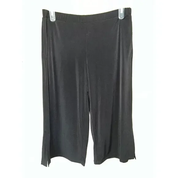 Susan Graver Black Cropped Pants with Side Slits - Picture 3 of 11